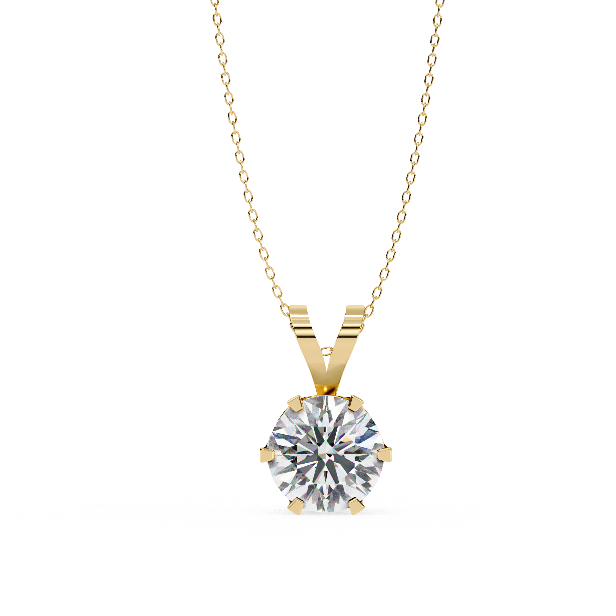 Classic solitaire round diamond pendant in gold