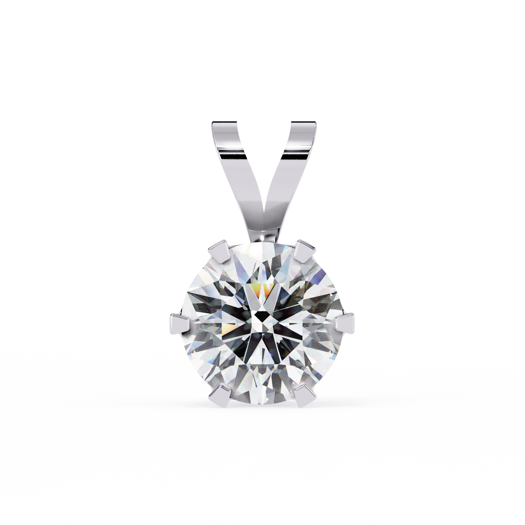 Elegant 6-prong round diamond pendant for women