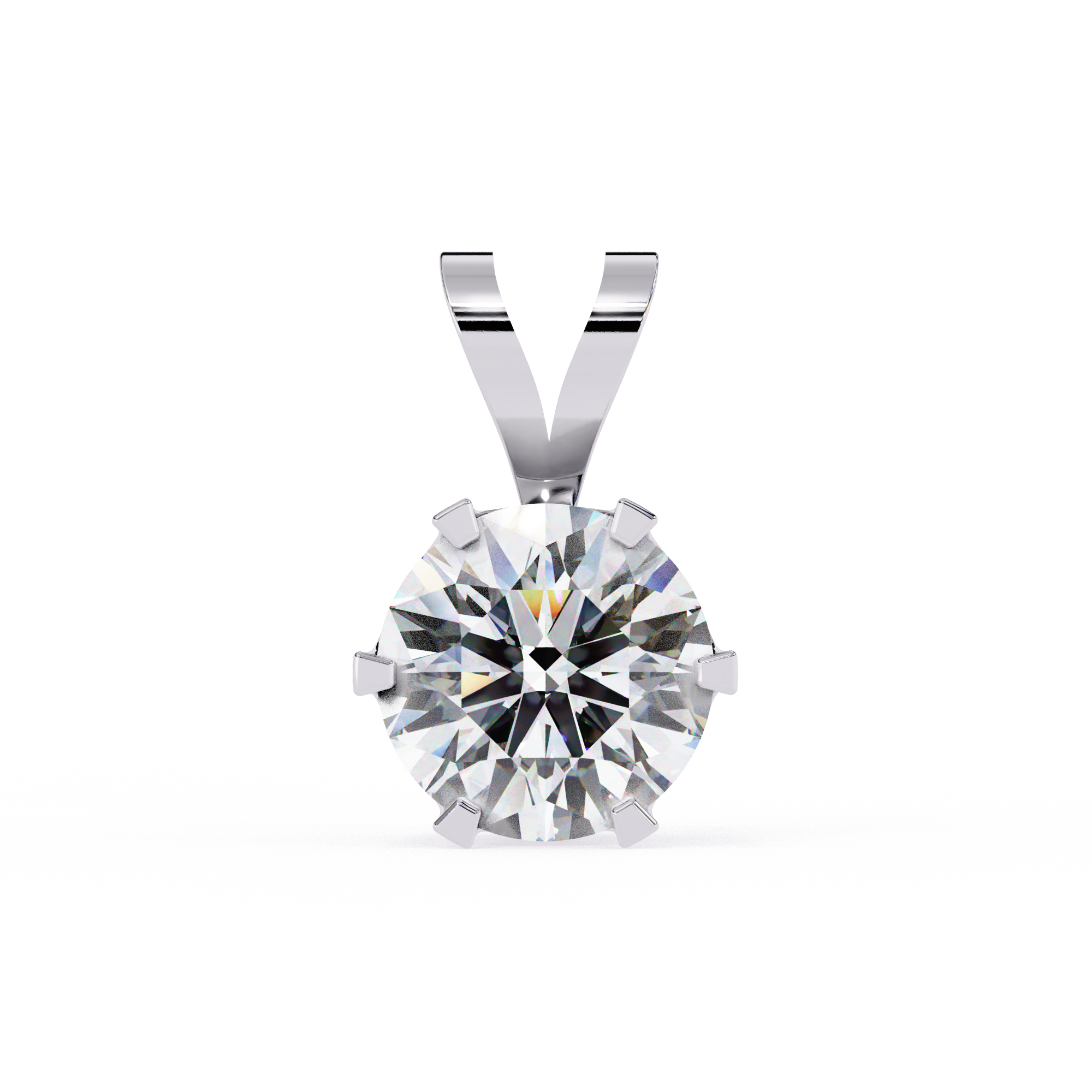 Elegant 6-prong round diamond pendant for women