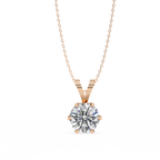 Classic solitaire round diamond pendant in rose gold
