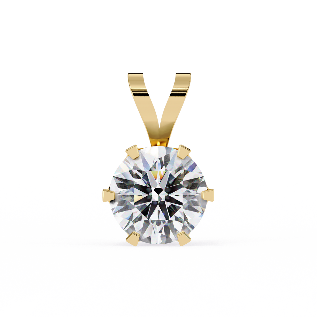 Elegant 6-prong round diamond pendant for women