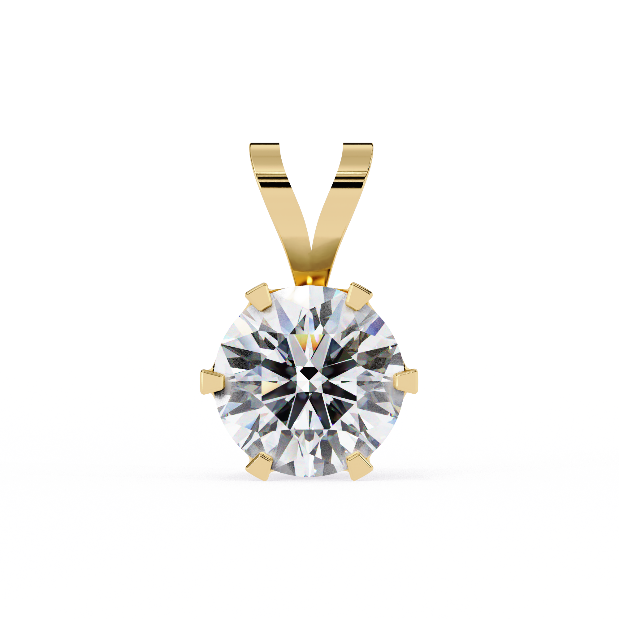Elegant 6-prong round diamond pendant for women