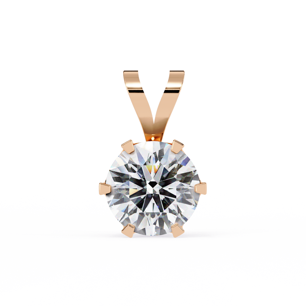Elegant 6-prong round diamond pendant for women