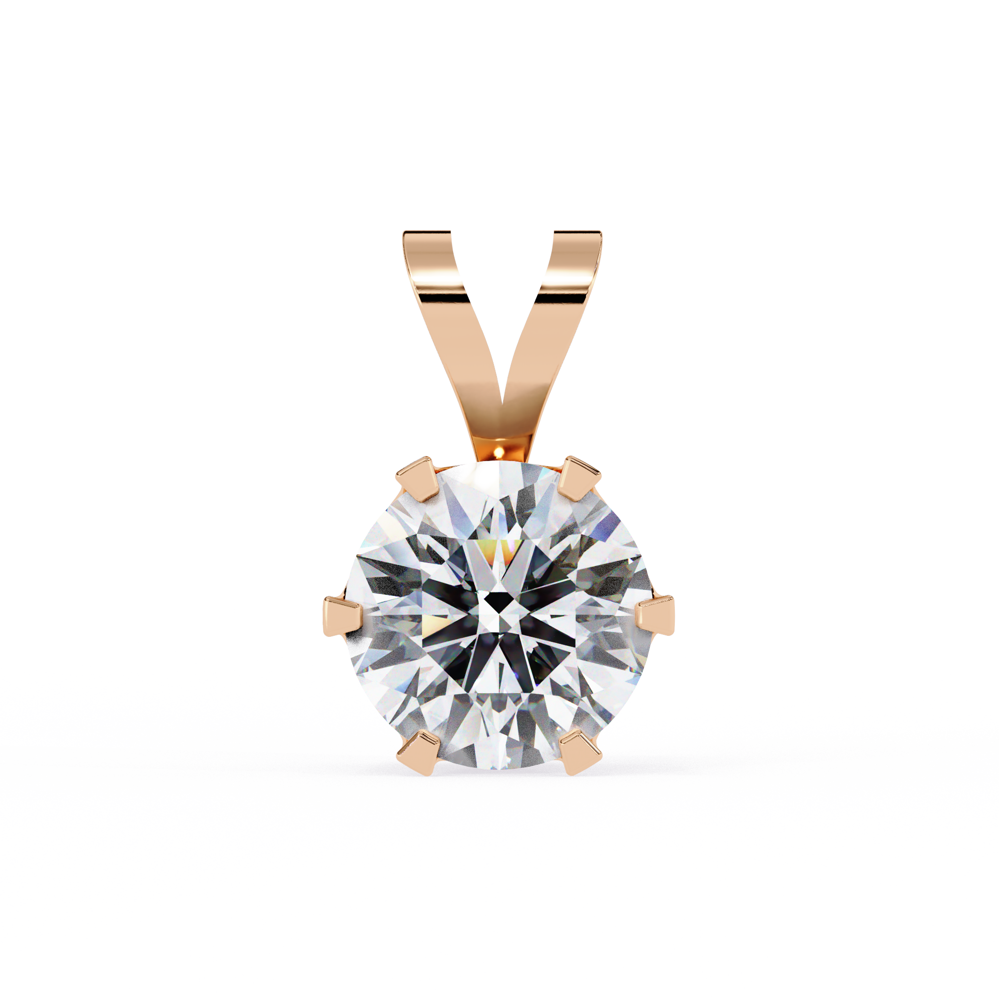 Elegant 6-prong round diamond pendant for women