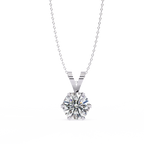 Classic solitaire round diamond pendant in white gold