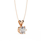 Simple round solitaire diamond pendant in rose gold
