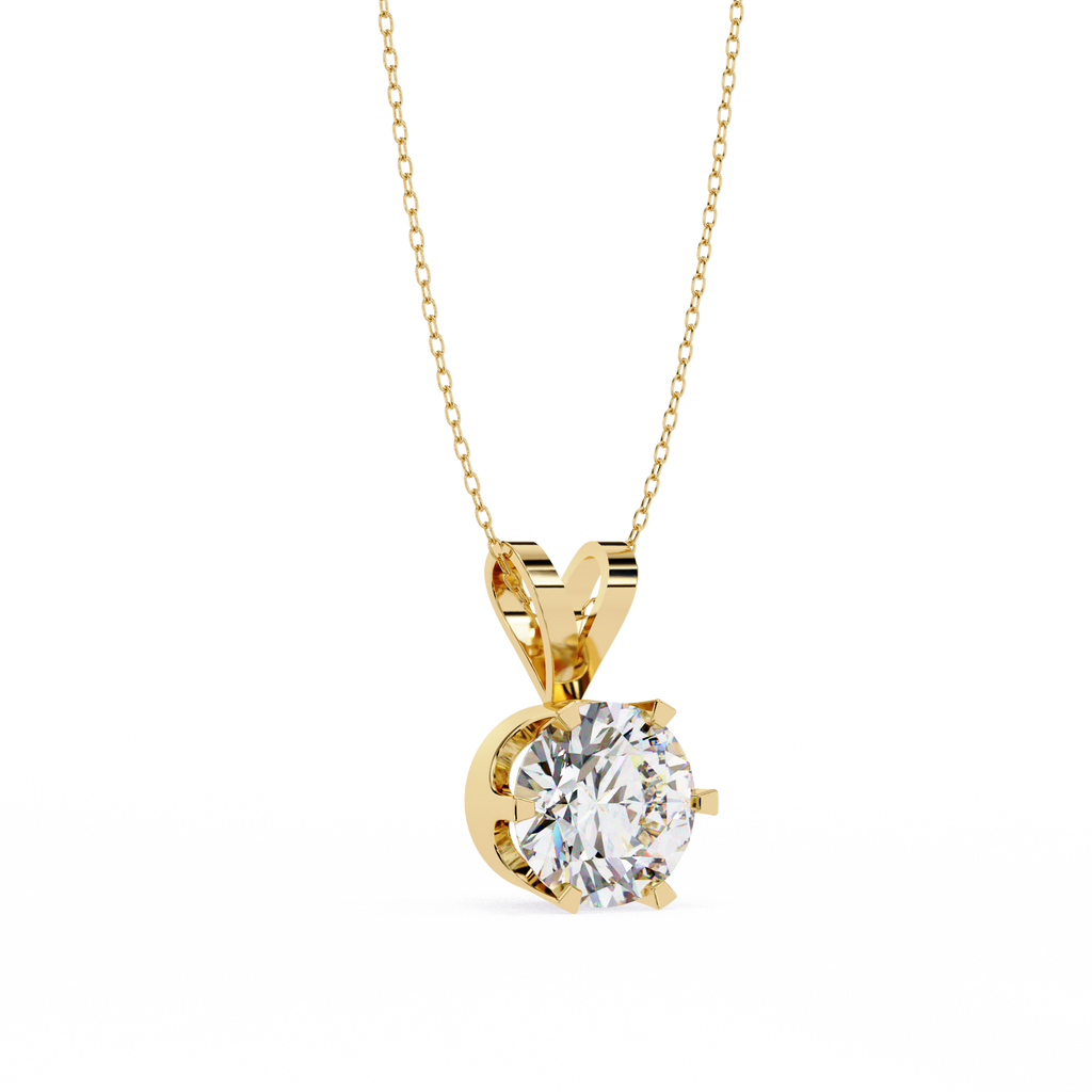 Simple round solitaire diamond pendant in gold