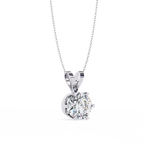 Simple round solitaire diamond pendant in white gold