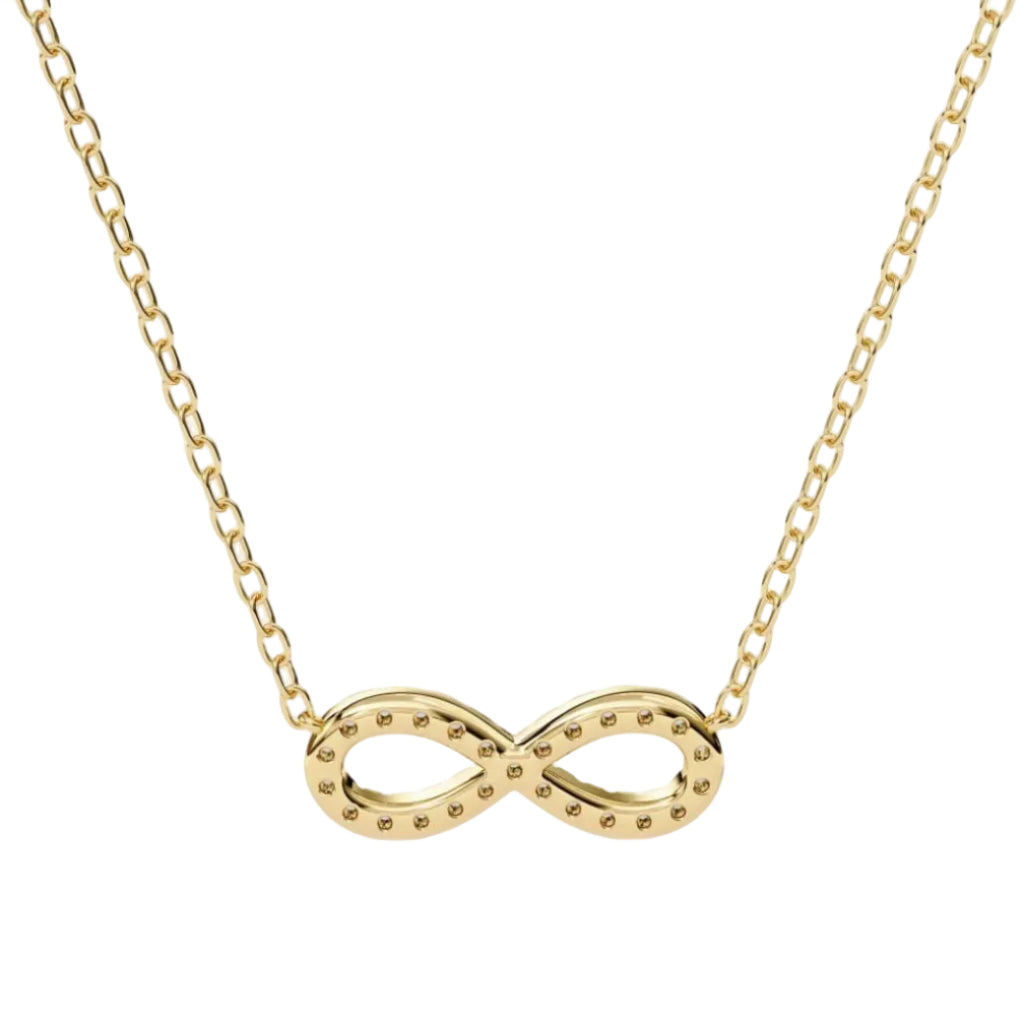 Gold chain with infinity diamond pendant