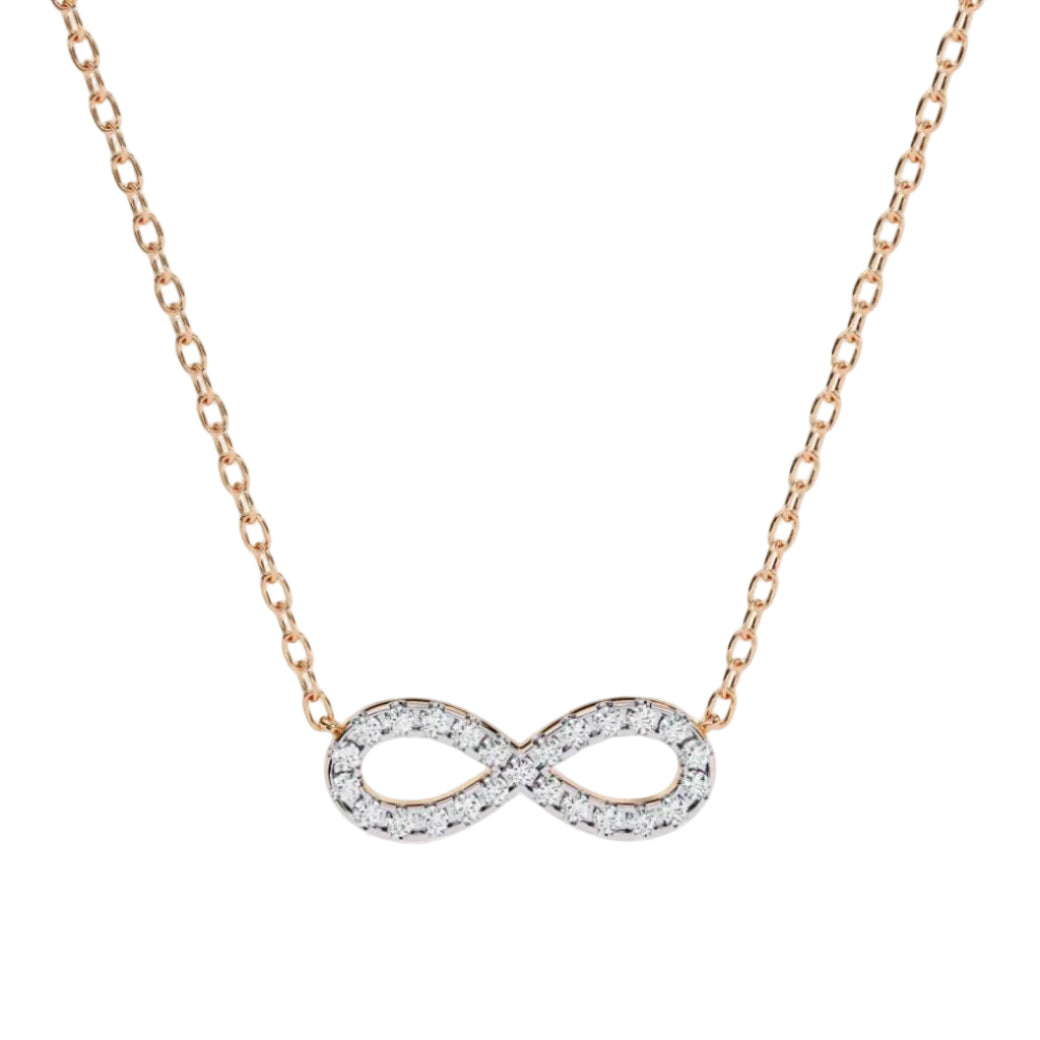 Infinite symbol necklace with rose gold chain