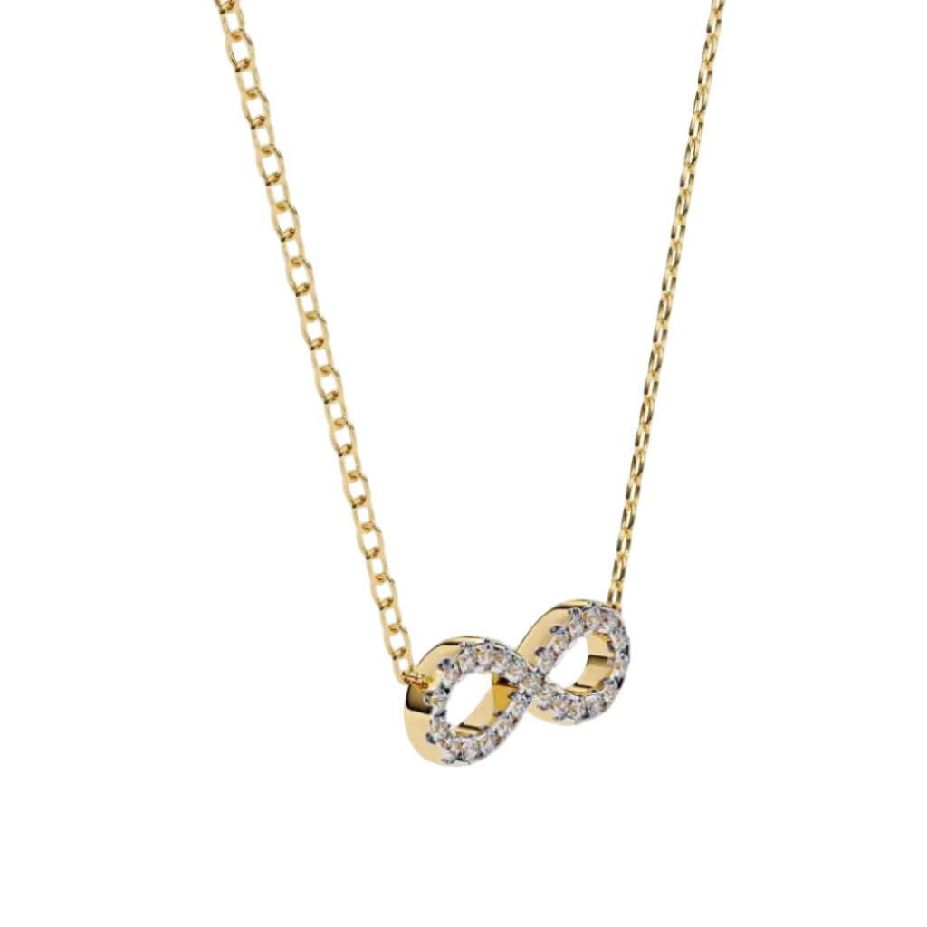 Gold necklace with an infinity symbol diamond pendant