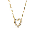Heart design diamond pendant on gold chain