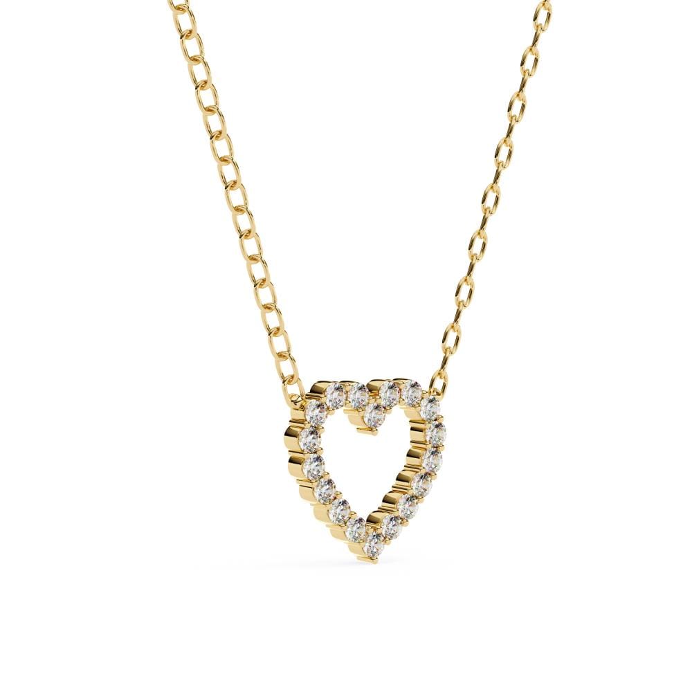 Heart design diamond pendant on gold chain