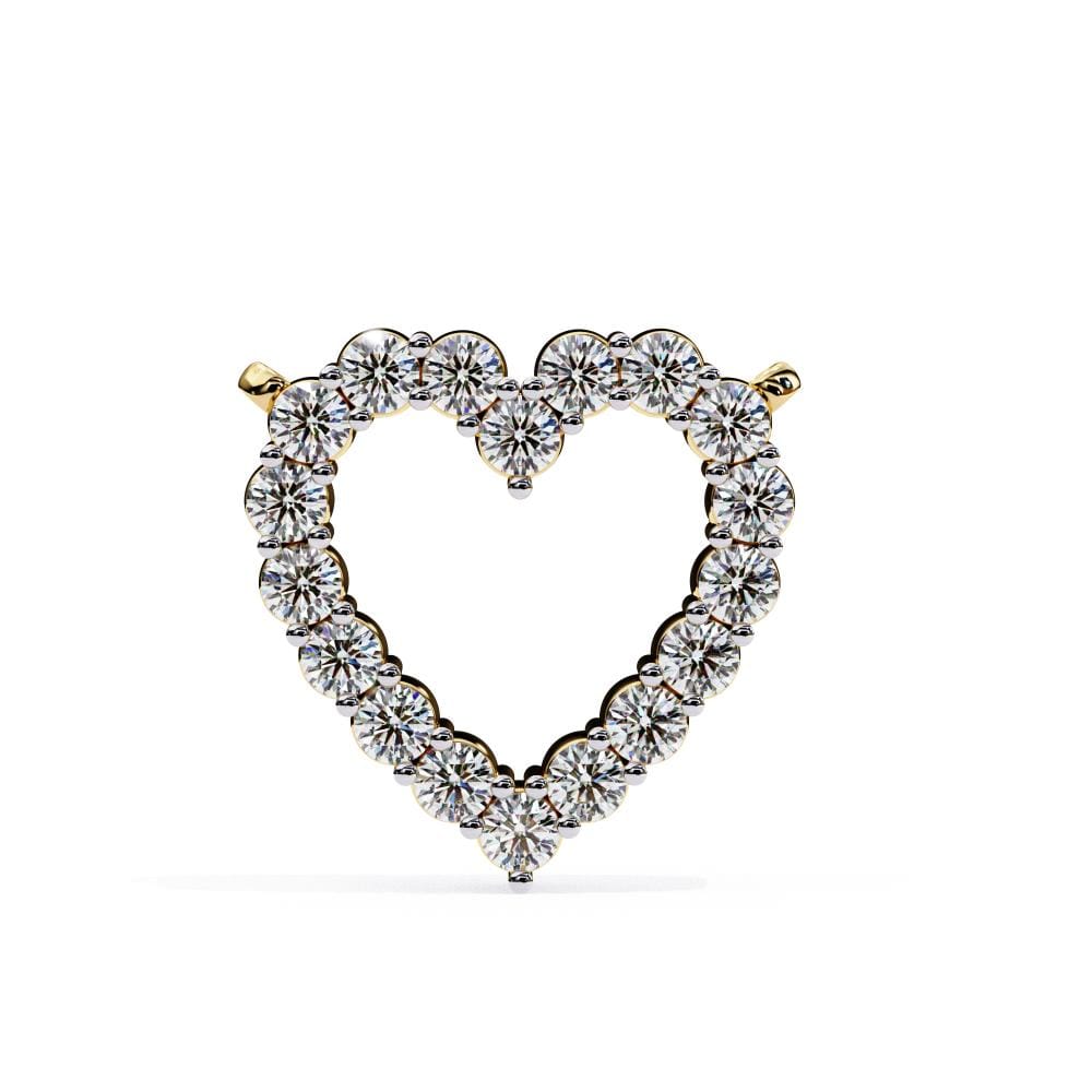 Open heart pendant with round diamonds