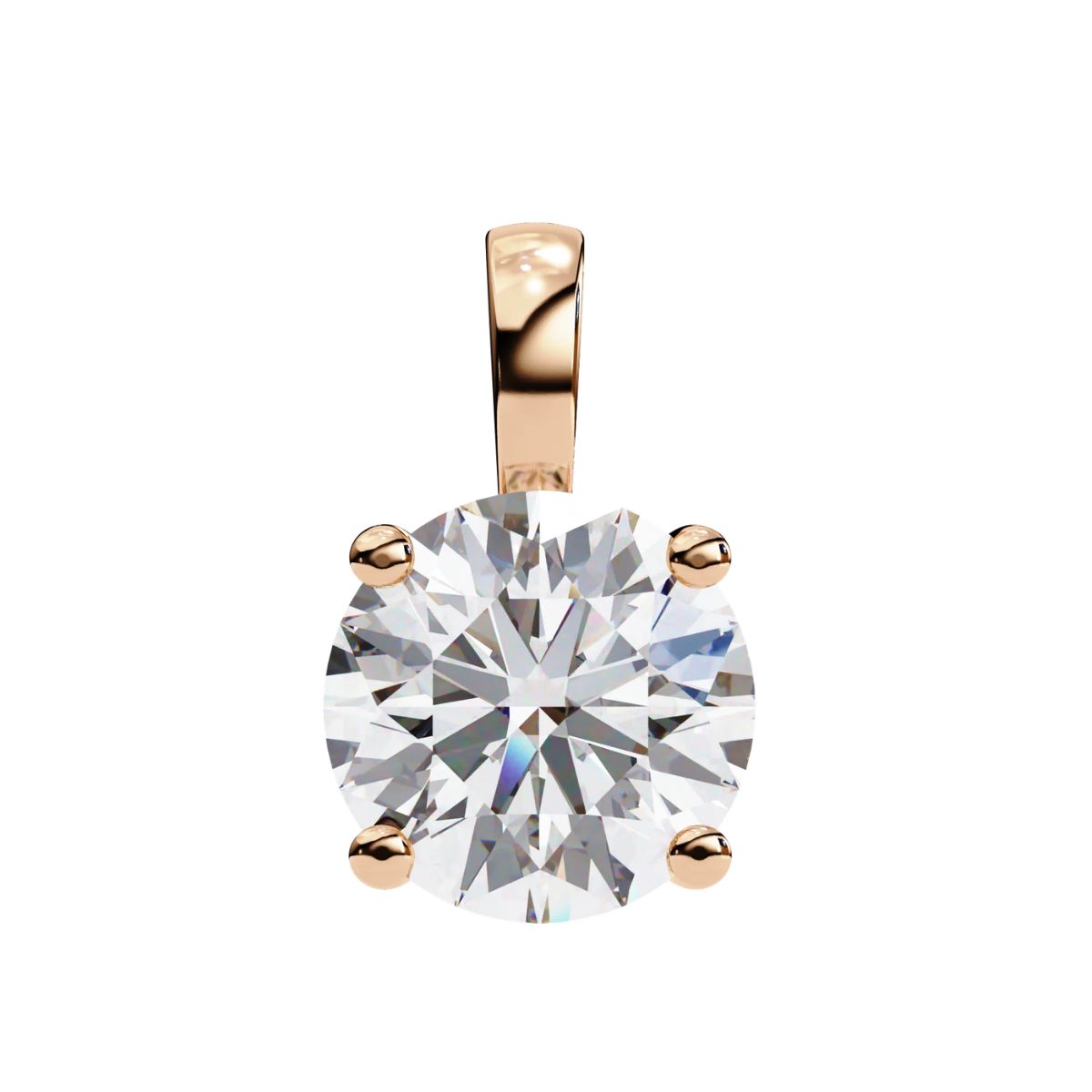 Elegant Solitaire 4-Prong Setting Round Diamond Pendant