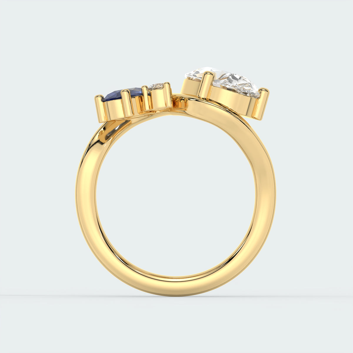 Pear Shaped with Blue Sapphire Accent Diamond Engagement Ring