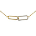 Interlocking chain-link diamond pendant necklace in gold