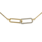 Interlocking chain-link diamond pendant necklace in gold