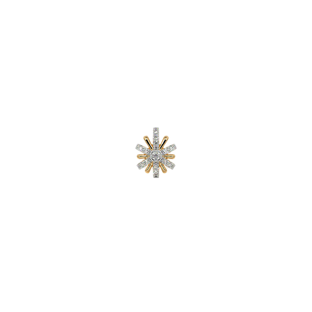 Diamond Cluster Starburst Flower Stud Earrings in Gold