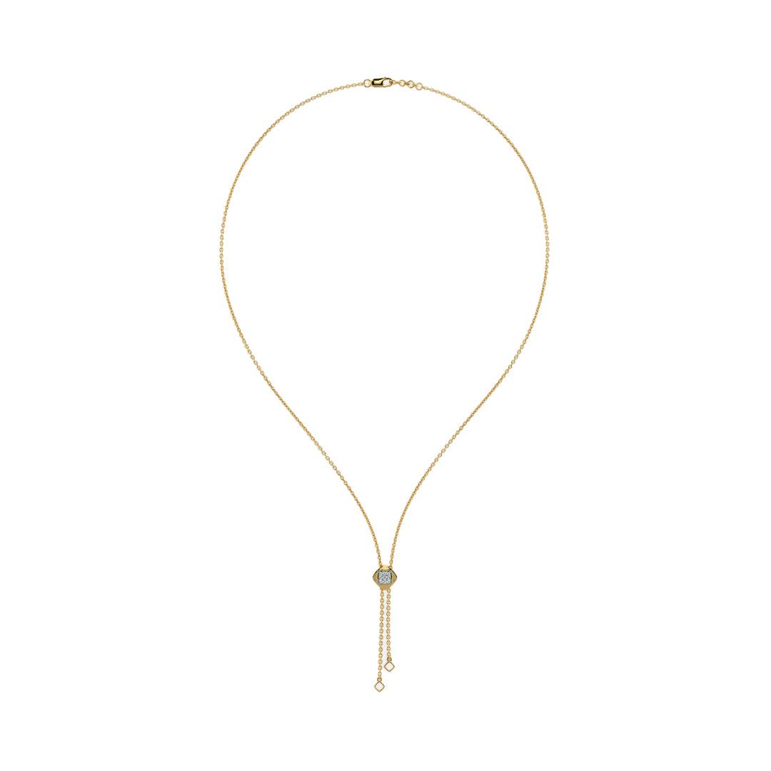 Diamond Solitaire Lariat Necklace in Gold