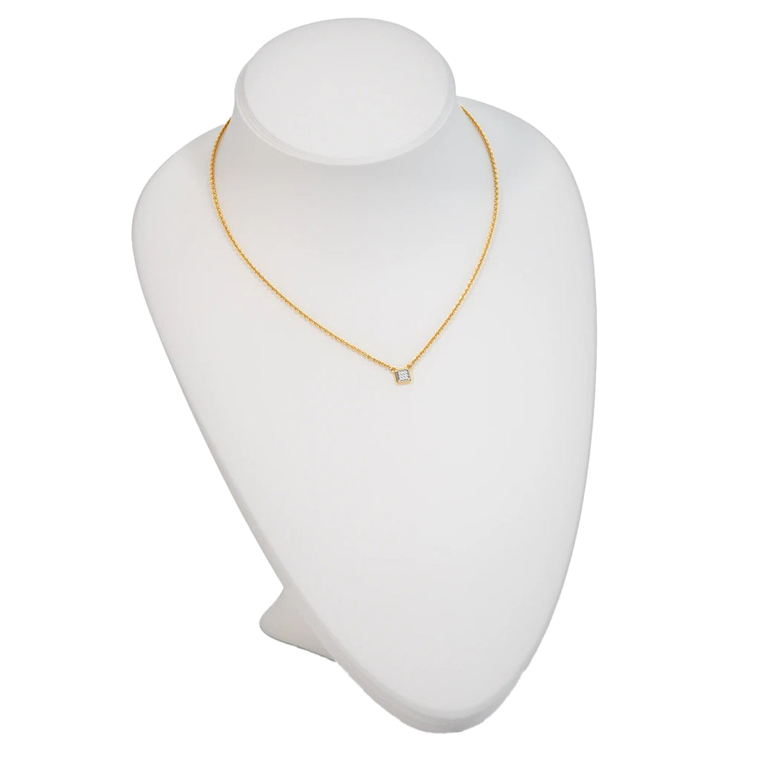 Square Diamond Cluster Pendant Necklace in Gold