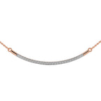 Rose gold curved necklace on a white background