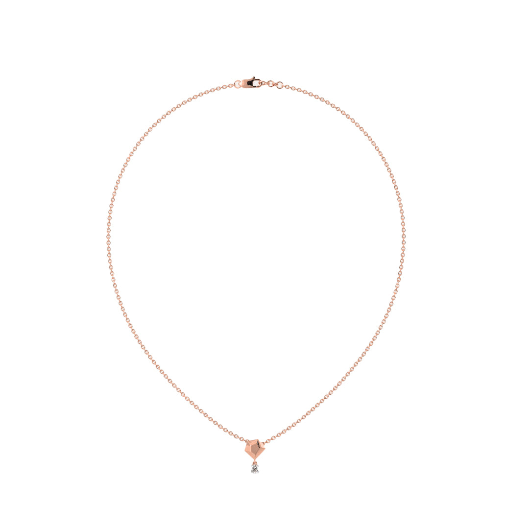 Geometric Round Diamond Solitaire Pendant Necklace in Gold