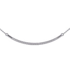 Silver necklace with small diamonds on a white background