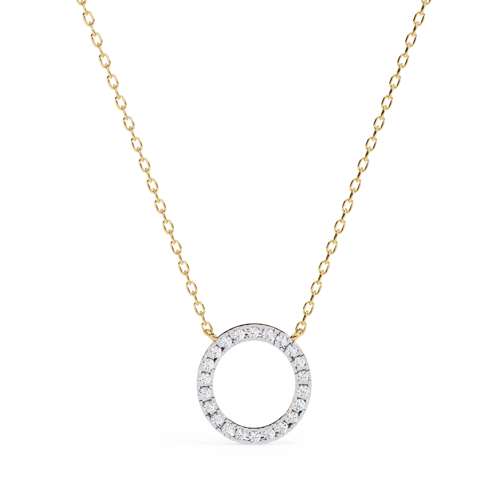 Classic round open-circle diamond pendant in gold