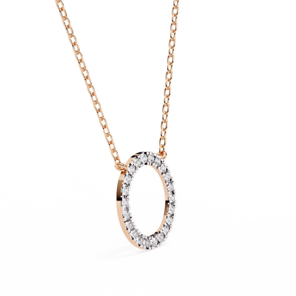 Minimal rose gold ring diamond pendant