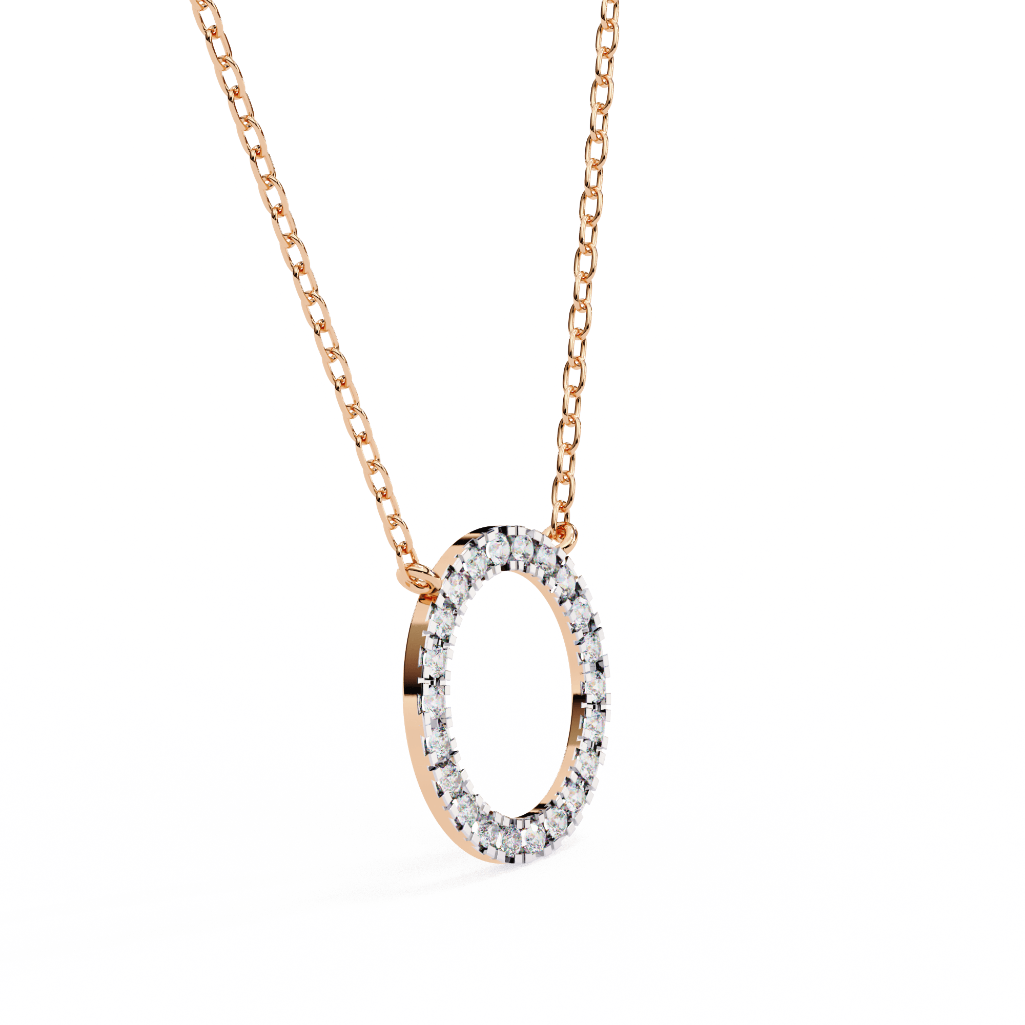 Minimal rose gold ring diamond pendant