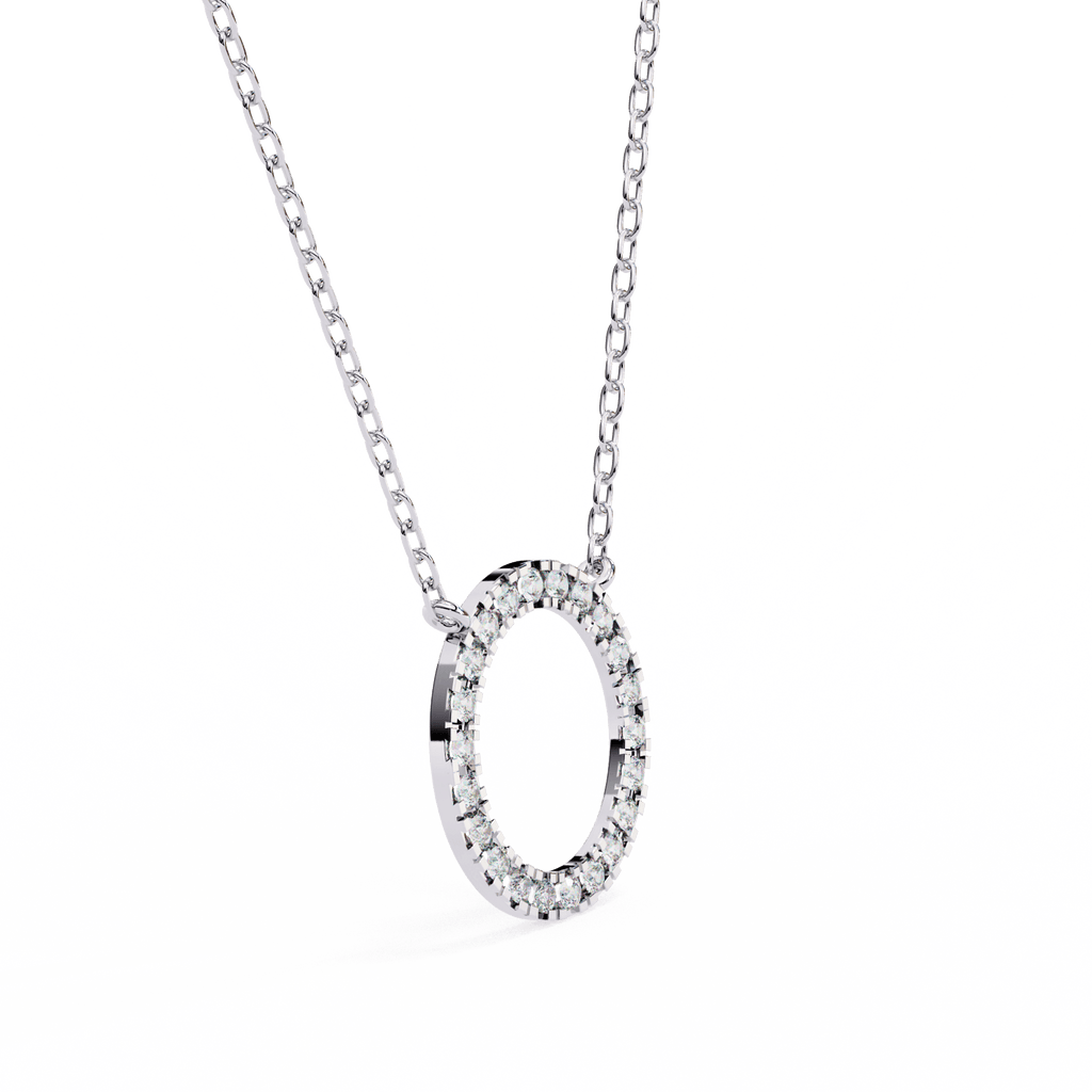 Minimal white gold ring diamond pendant