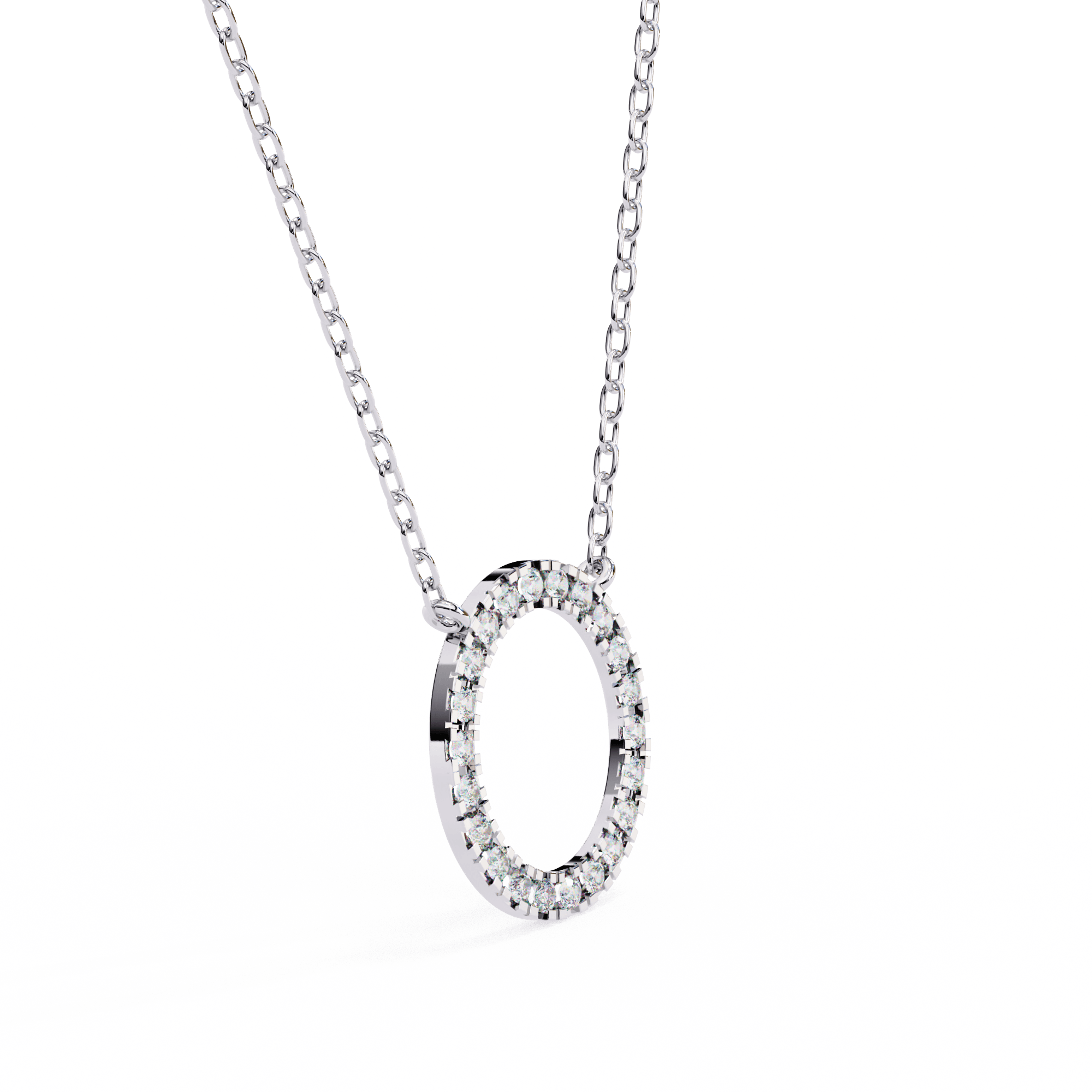 Minimal white gold ring diamond pendant