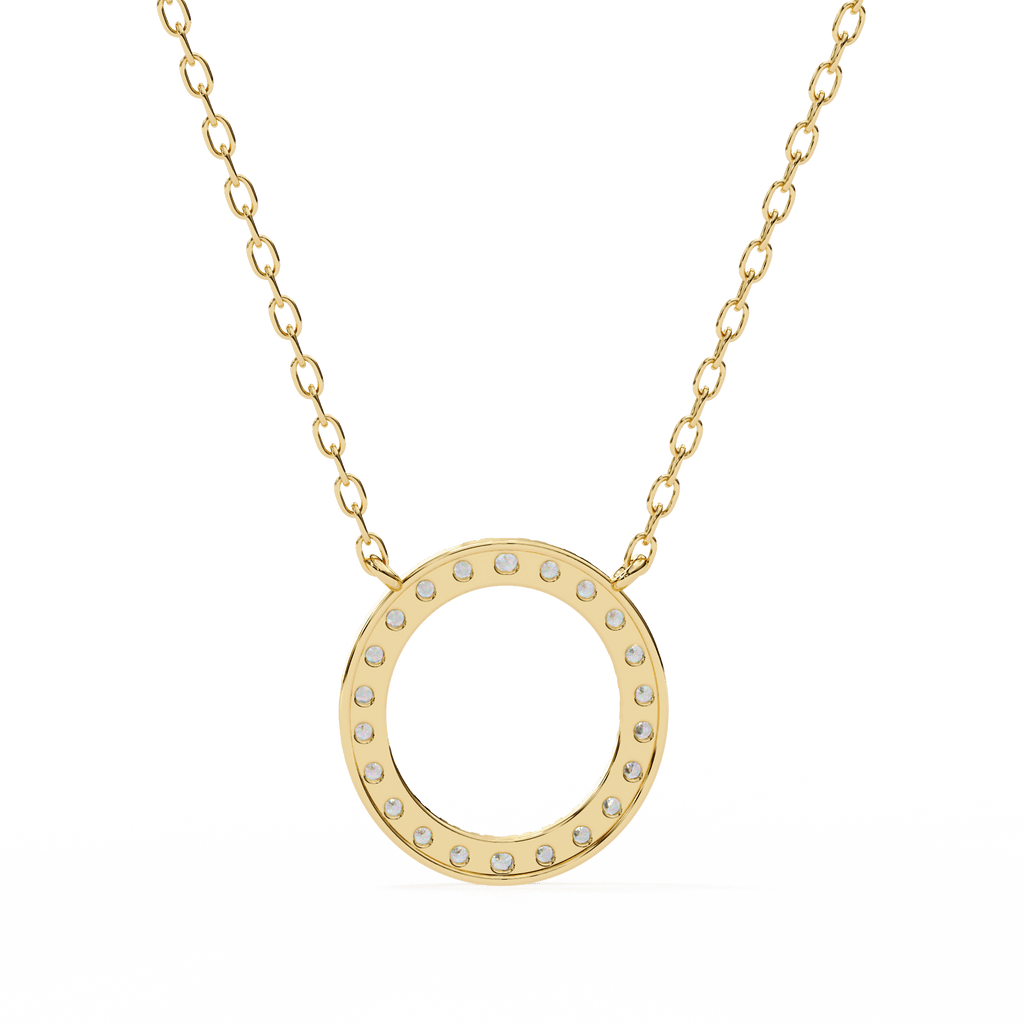 Open-circle gold diamond pendant