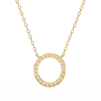 Open-circle gold diamond pendant