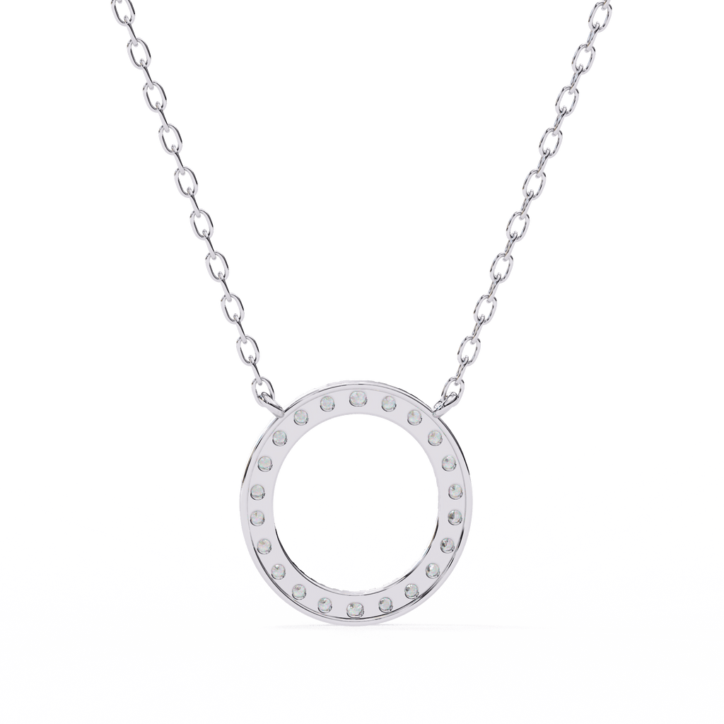 Open-circle white gold diamond pendant
