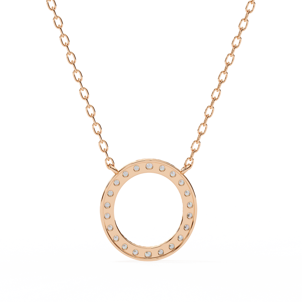 Open-circle rose gold diamond pendant