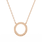 Open-circle rose gold diamond pendant