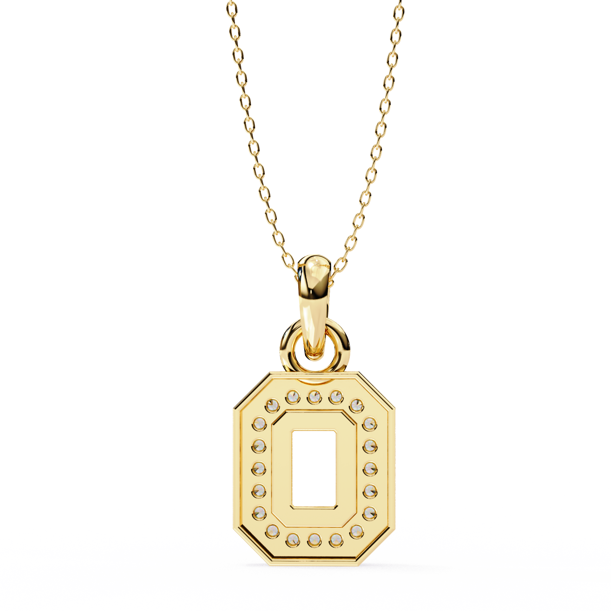 Elegant gold pendant in emerald shape
