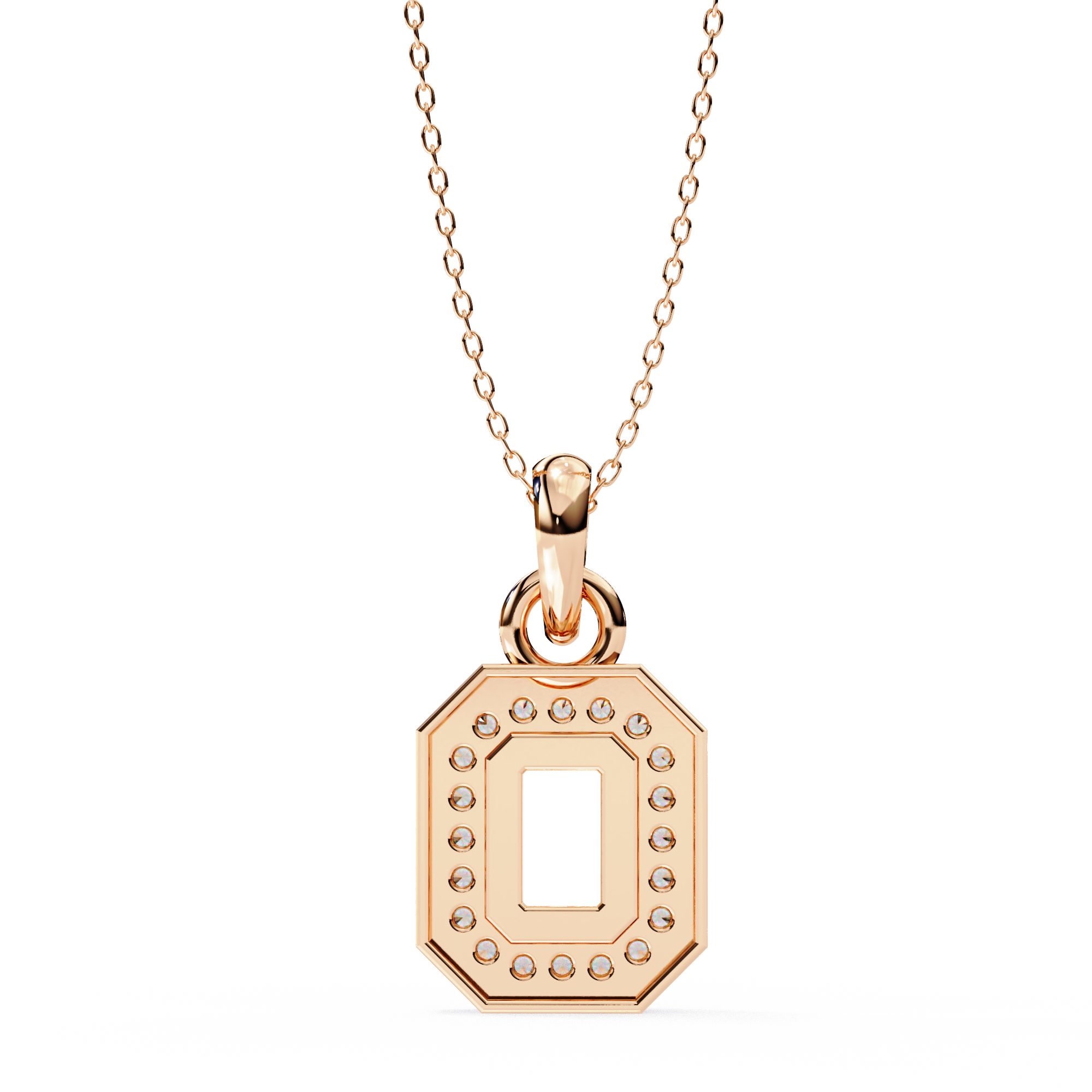 Elegant rose gold pendant in emerald shape
