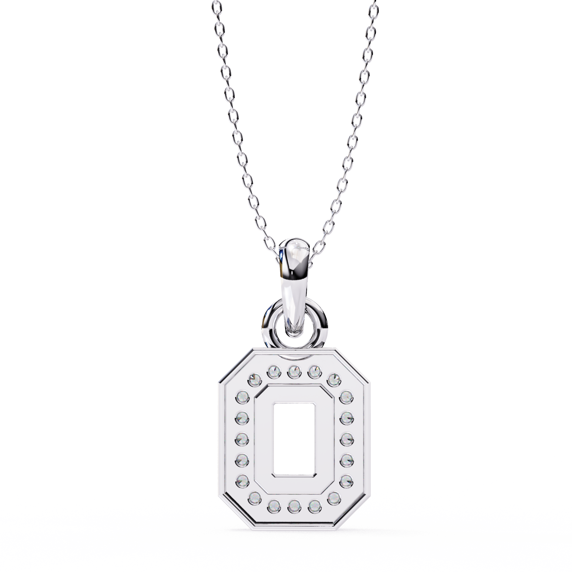 Elegant white gold pendant in emerald shape