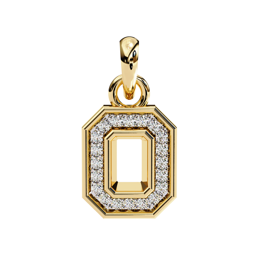 Regal gold emerald-cut diamond pendant with halo pattern