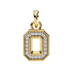 Regal gold emerald-cut diamond pendant with halo pattern