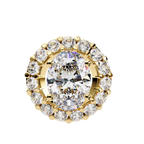 Gold halo diamond pendant in oval shape