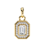 Opulent gold emerald-cut halo diamond pendant