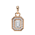 Opulent rose gold emerald-cut halo diamond pendant