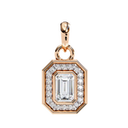 Opulent rose gold emerald-cut halo diamond pendant