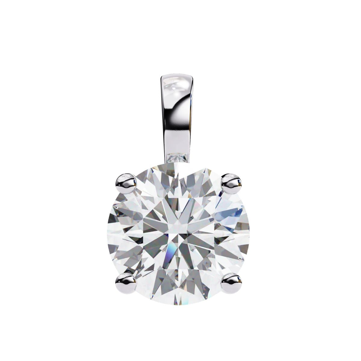 Elegant Solitaire 4-Prong Setting Round Diamond Pendant
