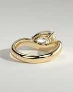 Pear Solitaire Bypass Engagement Ring in Gold