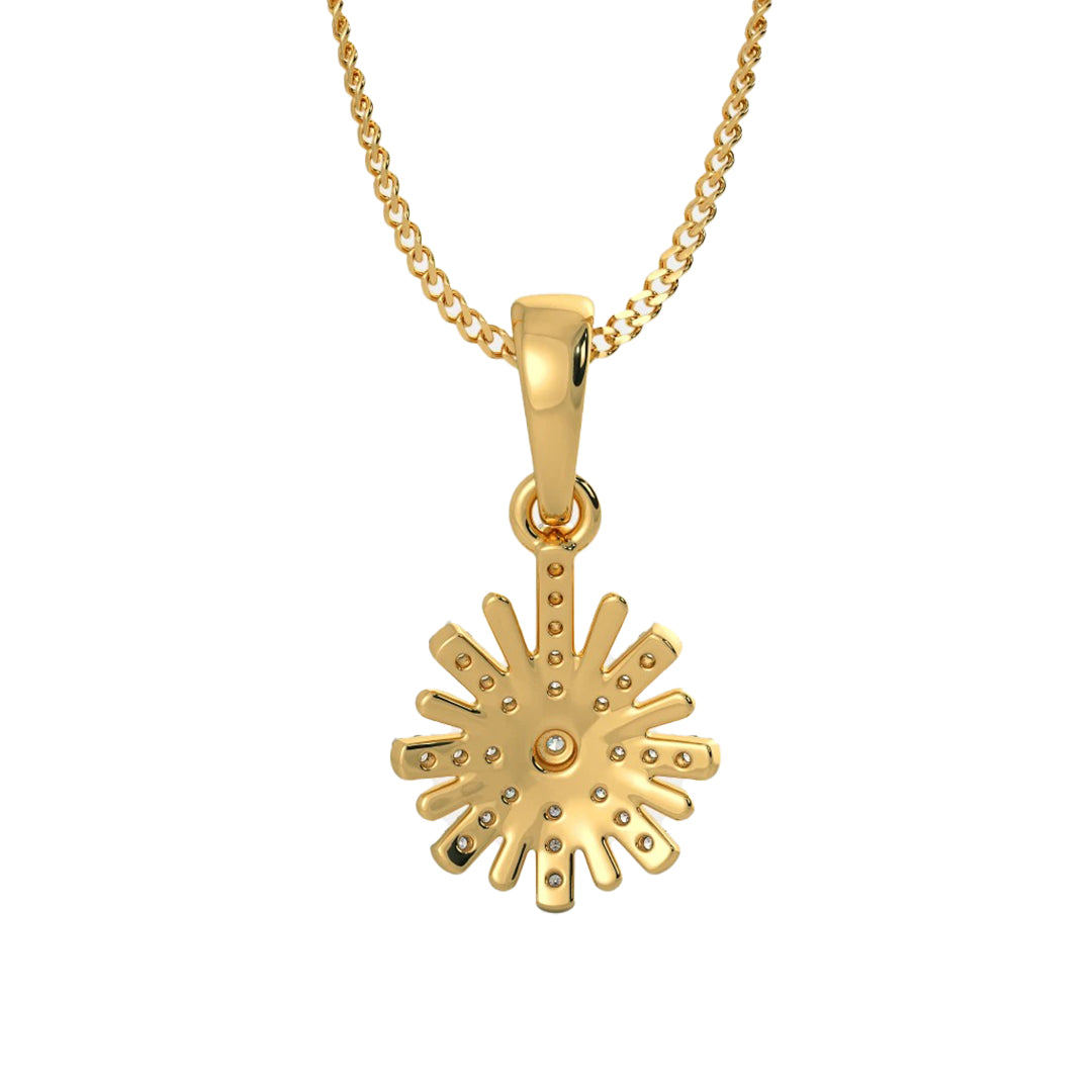 Diamond Cluster Starburst Flower Pendant in Gold